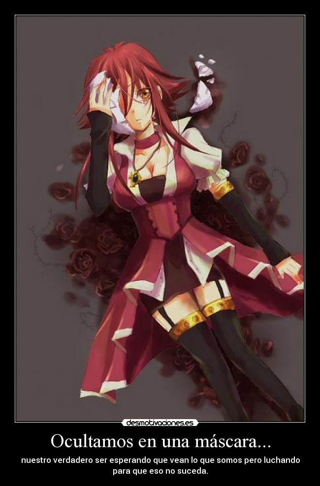 carteles anime yugioh 5ds muwigaraklan aki izayoi akiza mascara rosa negra sentimientos contradicion desmotivaciones