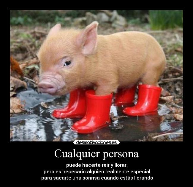 Cualquier persona - puede hacerte reir y llorar,
pero es necesario alguien realmente especial
para sacarte una sonrisa cuando estás llorando