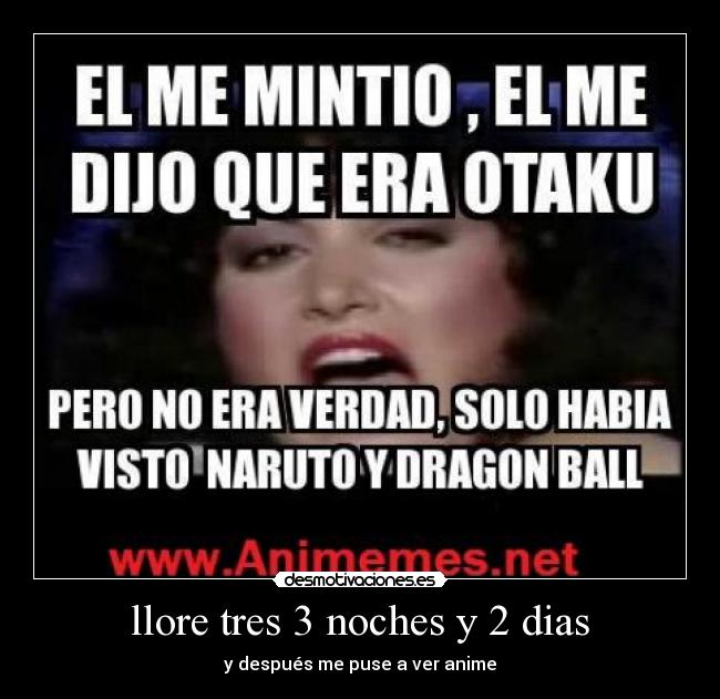 llore tres 3 noches y 2 dias - y después me puse a ver anime