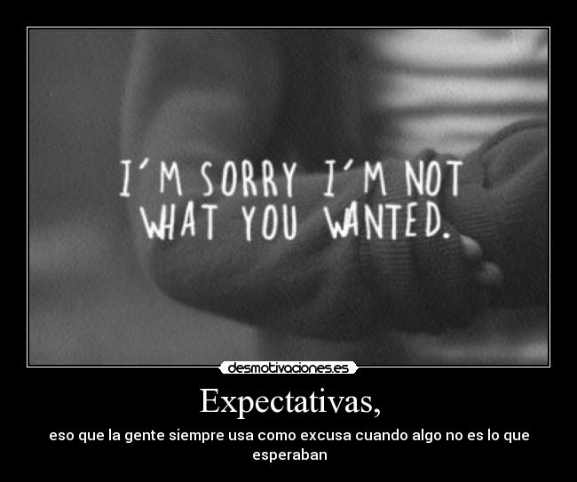 Expectativas, - eso que la gente siempre usa como excusa cuando algo no es lo que esperaban