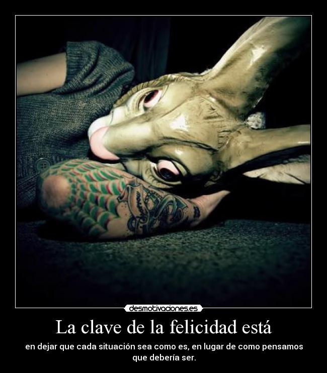 La clave de la felicidad está - en dejar que cada situación sea como es, en lugar de como pensamos que debería ser.