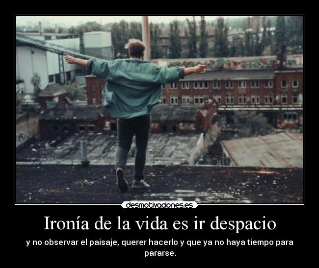 Ironía de la vida es ir despacio - 