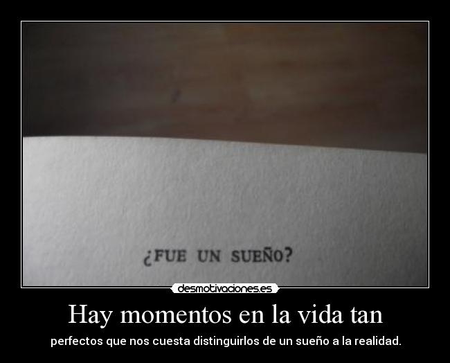 Hay momentos en la vida tan - perfectos que nos cuesta distinguirlos de un sueño a la realidad.