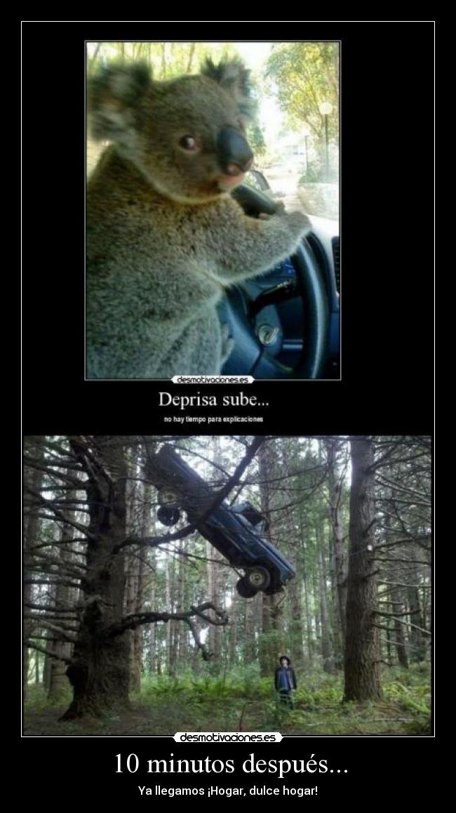 10 minutos después... - Ya llegamos ¡Hogar, dulce hogar!