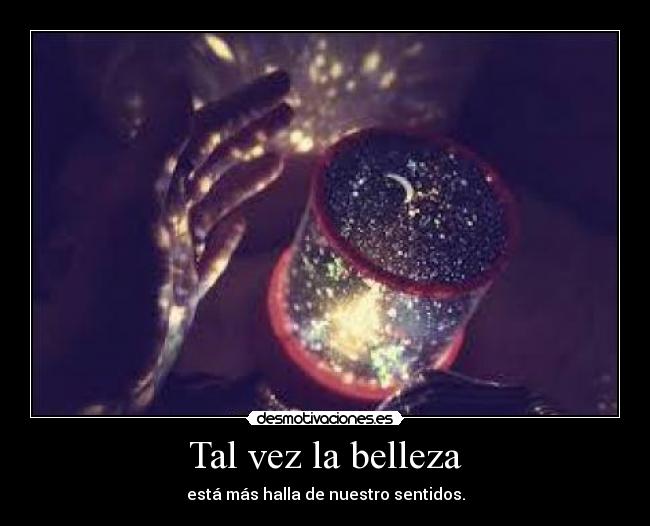 Tal vez la belleza - está más halla de nuestro sentidos.