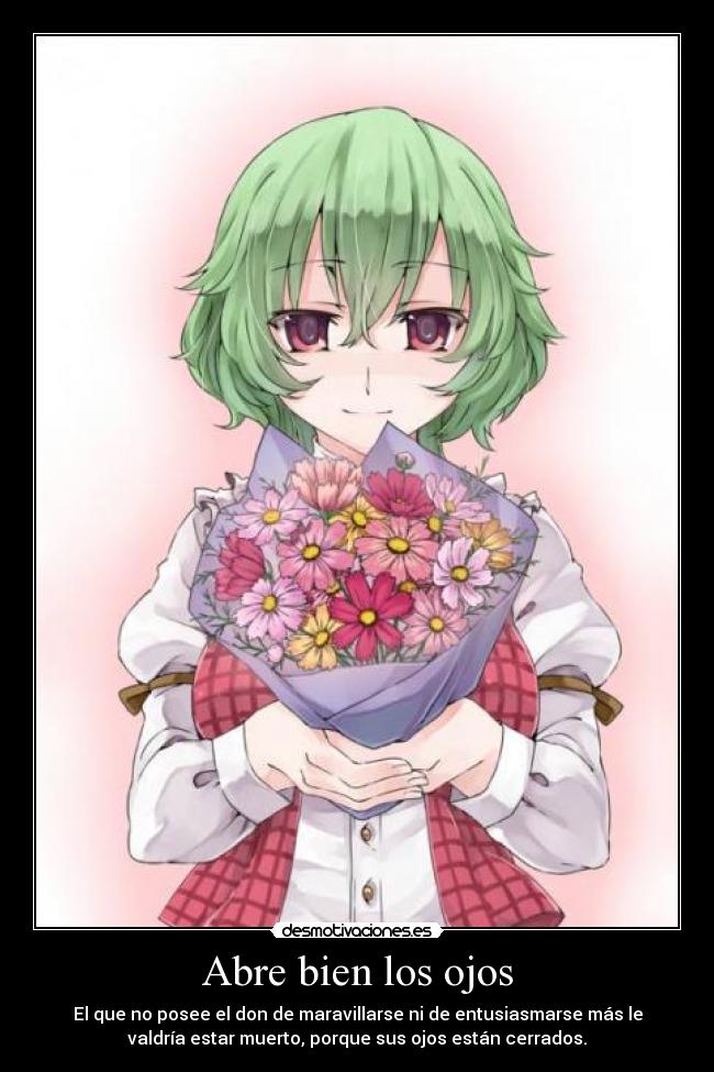 Abre bien los ojos - El que no posee el don de maravillarse ni de entusiasmarse más le
valdría estar muerto, porque sus ojos están cerrados.