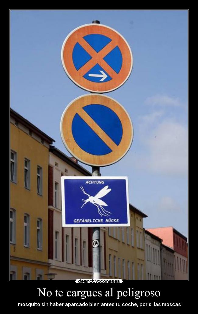 No te cargues al peligroso - mosquito sin haber aparcado bien antes tu coche, por si las moscas