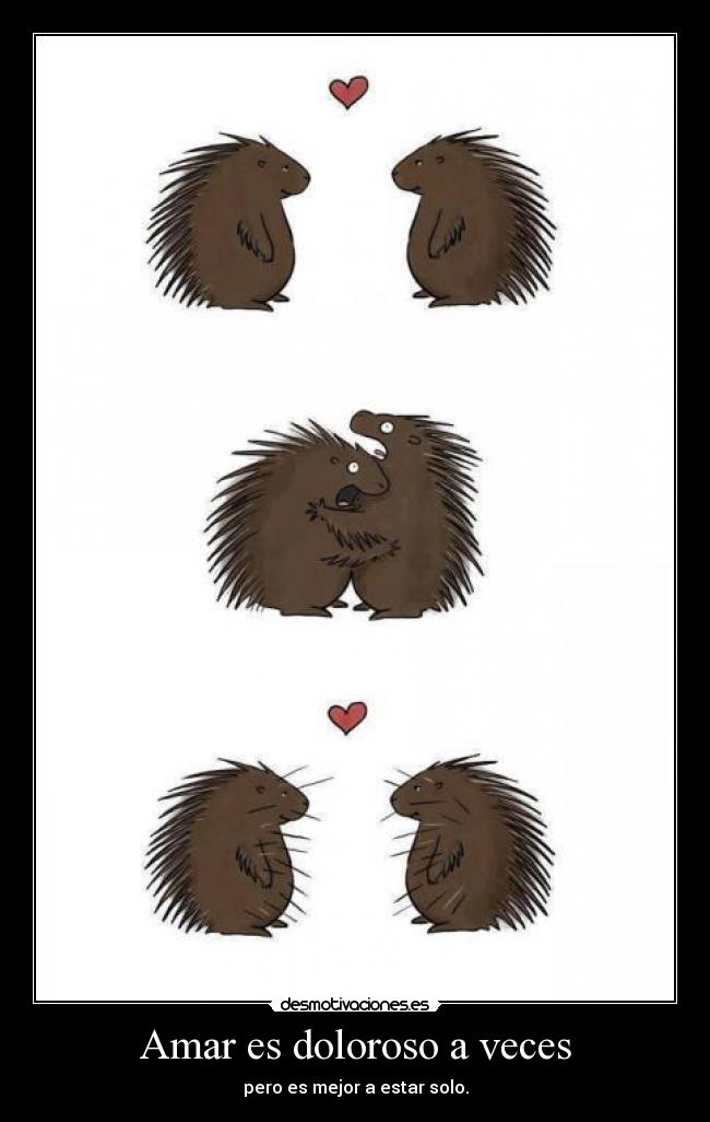 Amar es doloroso a veces - pero es mejor a estar solo.