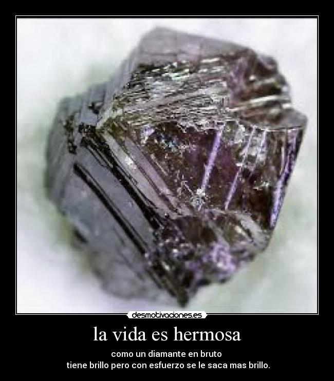 la vida es hermosa - como un diamante en bruto
tiene brillo pero con esfuerzo se le saca mas brillo.