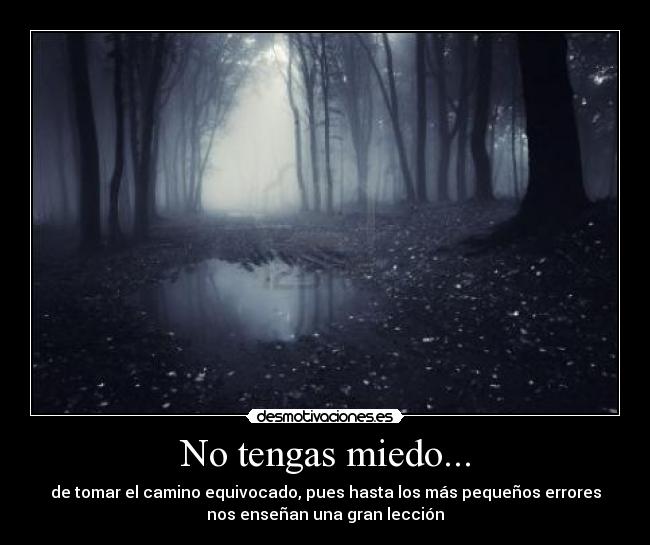 No tengas miedo... - de tomar el camino equivocado, pues hasta los más pequeños errores
nos enseñan una gran lección