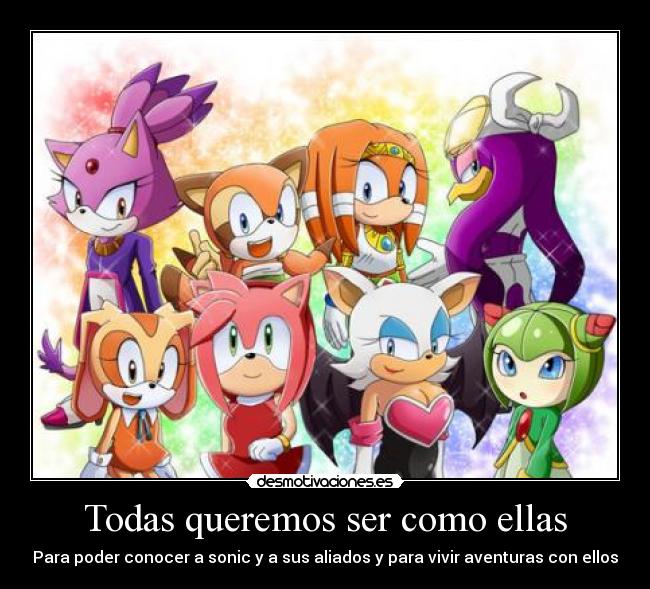 Todas queremos ser como ellas - Para poder conocer a sonic y a sus aliados y para vivir aventuras con ellos