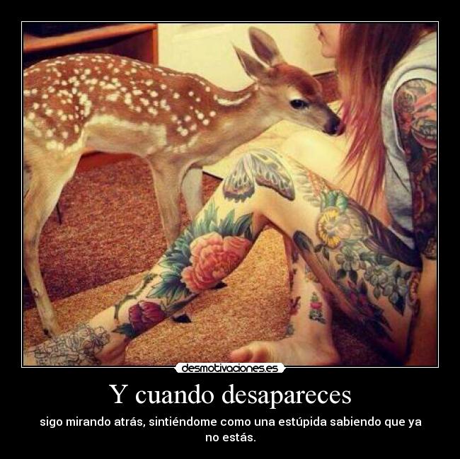 Y cuando desapareces - sigo mirando atrás, sintiéndome como una estúpida sabiendo que ya no estás.