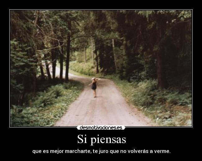 Si piensas - que es mejor marcharte, te juro que no volverás a verme.