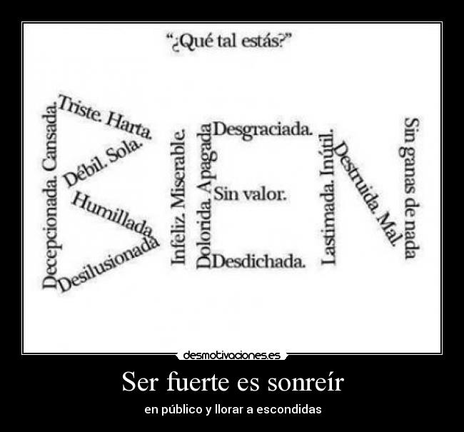 Ser fuerte es sonreír - en público y llorar a escondidas