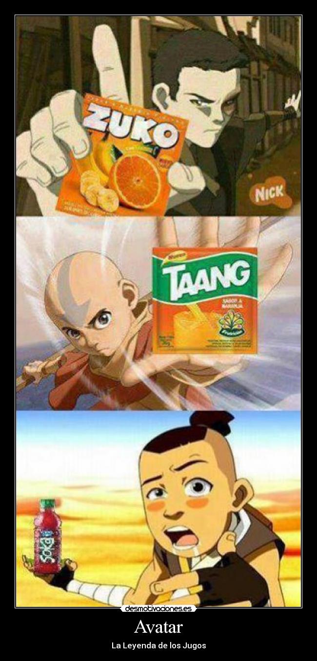 carteles anime avatar legenda aang ultimo maestro aire jugos taang zukko soka desmotivaciones