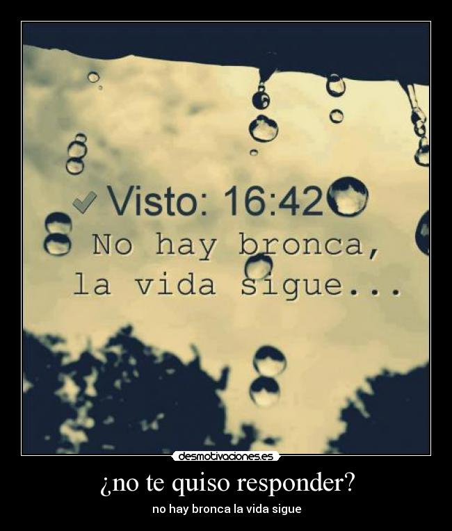 ¿no te quiso responder? - no hay bronca la vida sigue
