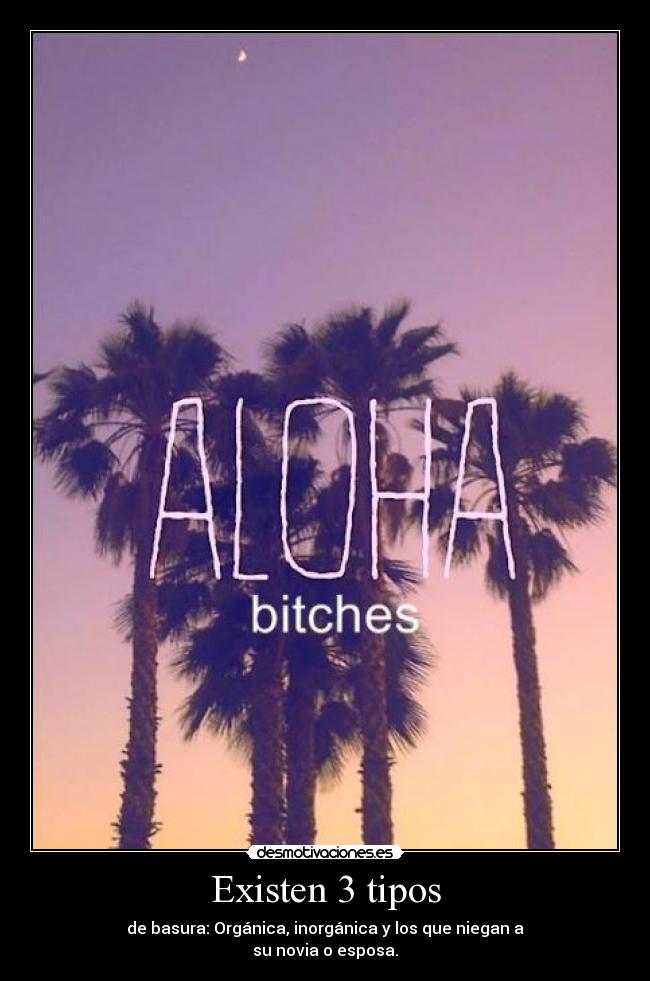 Existen 3 tipos - de basura: Orgánica, inorgánica y los que niegan a
su novia o esposa.
