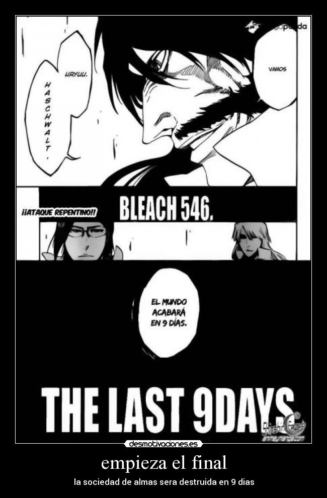 carteles bleach esta final uryu juha momento epico spoiler desmotivaciones