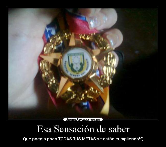 Esa Sensación de saber - Que poco a poco TODAS TUS METAS se están cumpliendo!:)