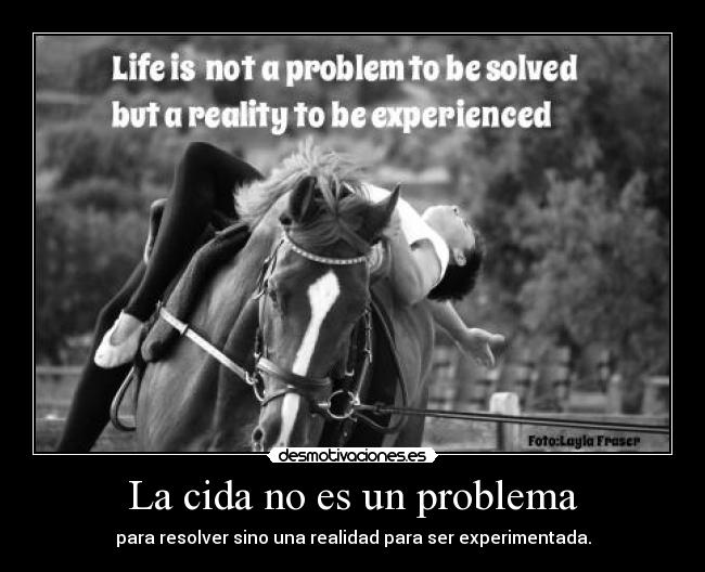 La cida no es un problema - para resolver sino una realidad para ser experimentada.
