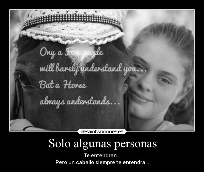 Solo algunas personas - Te entendran...
Pero un caballo siempre te entendra...