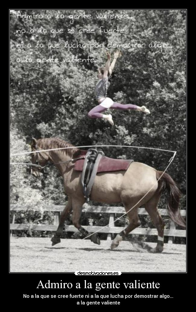 Admiro a la gente valiente - No a la que se cree fuerte ni a la que lucha por demostrar algo...
a la gente valiente