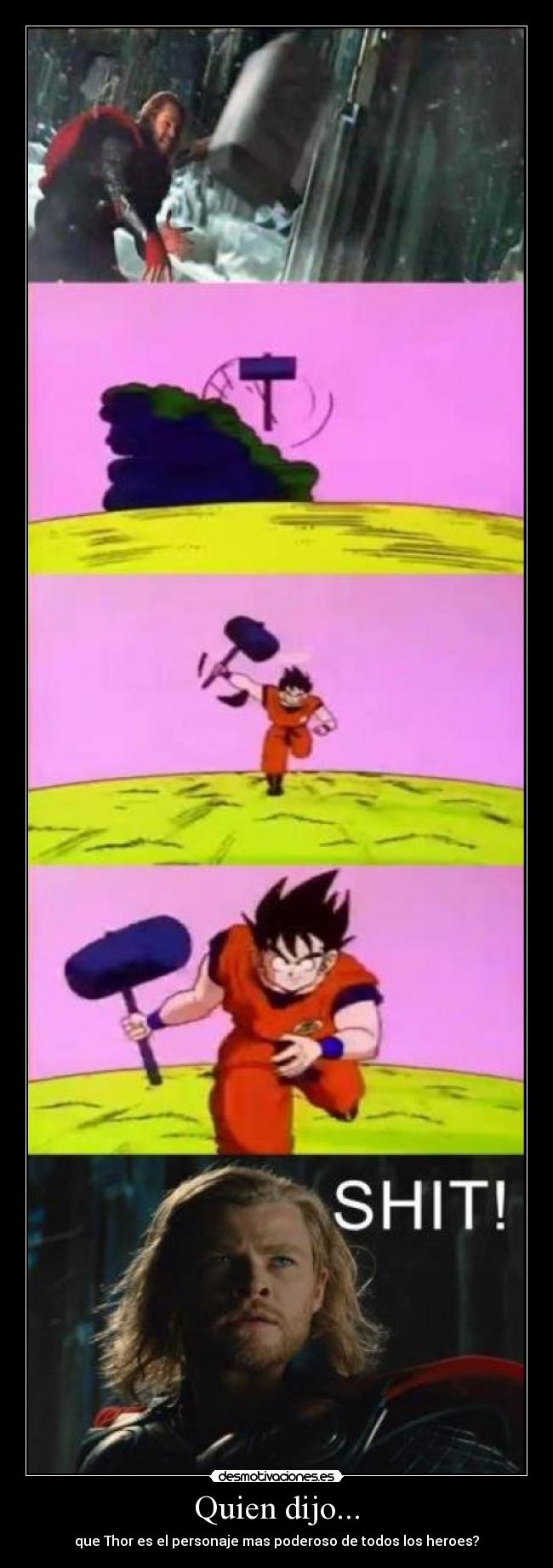 carteles dragon ball goku los vengadores thor marvel echos reales heroes parodia desmotivaciones