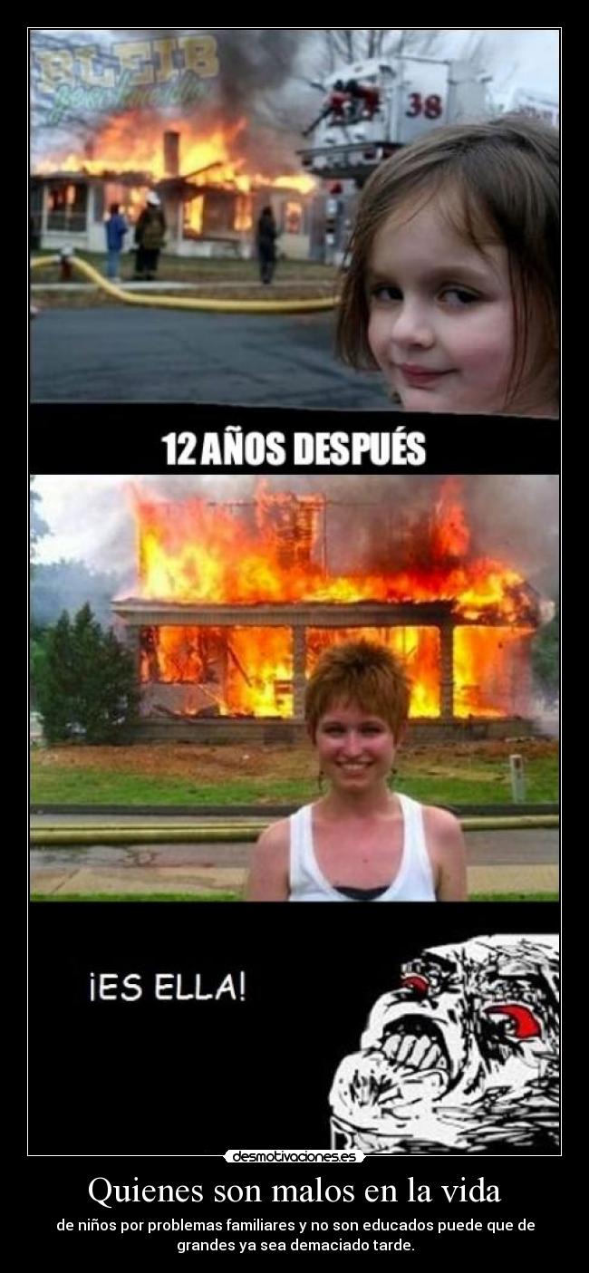 Quienes son malos en la vida - de niños por problemas familiares y no son educados puede que de
grandes ya sea demaciado tarde.