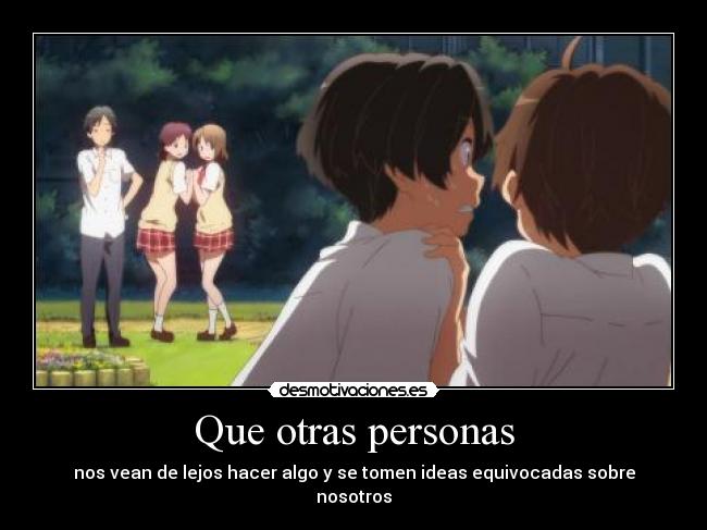 carteles anime chuunibyoudemokoigashitai chicas viendo yuuta lejos como fuera besarse doni desmotivaciones