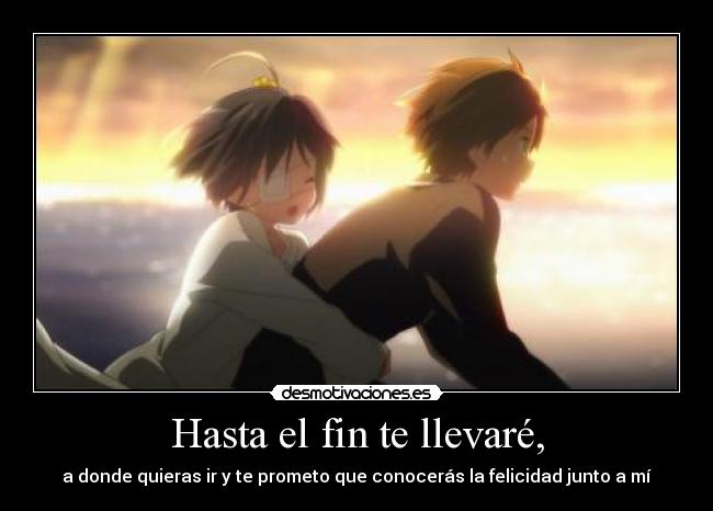 carteles anime chuunibyodemokoigashitai yuuta lleva rikka lejos casa con doni desmotivaciones