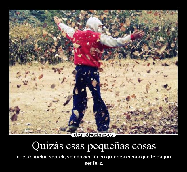 Quizás esas pequeñas cosas - que te hacían sonreír, se conviertan en grandes cosas que te hagan ser feliz.