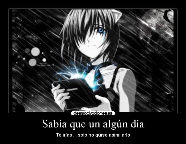 Sabia que un algún día - Te irías ... solo no quise asimilarlo