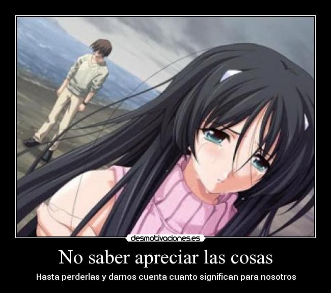 No saber apreciar las cosas - Hasta perderlas y darnos cuenta cuanto significan para nosotros