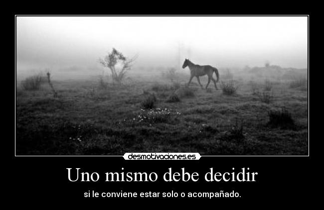 Uno mismo debe decidir - si le conviene estar solo o acompañado.