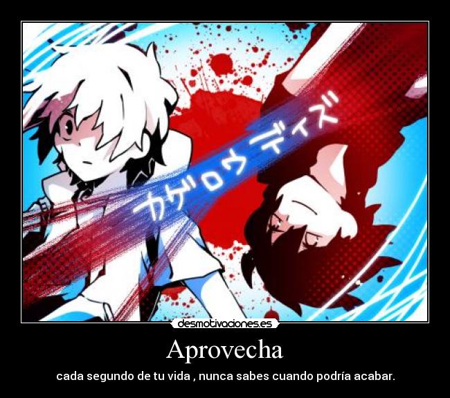 Aprovecha - cada segundo de tu vida , nunca sabes cuando podría acabar.