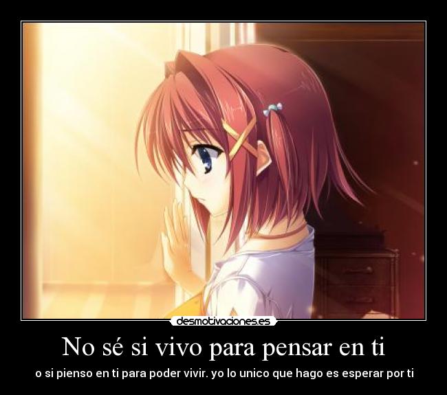 No sé si vivo para pensar en ti - o si pienso en ti para poder vivir. yo lo unico que hago es esperar por ti