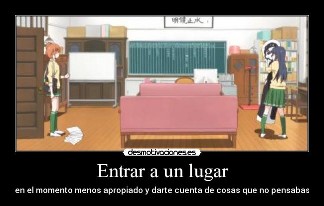 carteles anime love lab rikko entrando sala viendo maki con muneco doni desmotivaciones