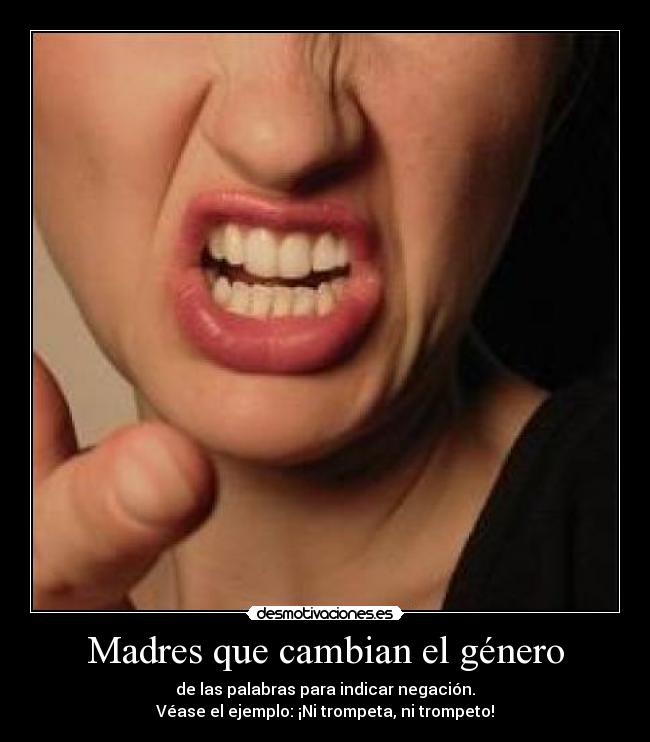 Madres que cambian el género - de las palabras para indicar negación.
Véase el ejemplo: ¡Ni trompeta, ni trompeto!