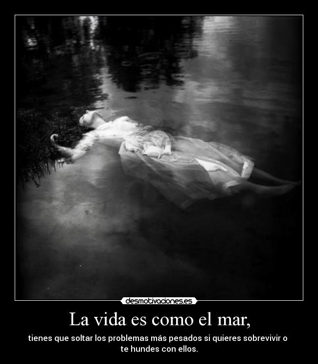 La vida es como el mar, - tienes que soltar los problemas más pesados si quieres sobrevivir o 
te hundes con ellos.