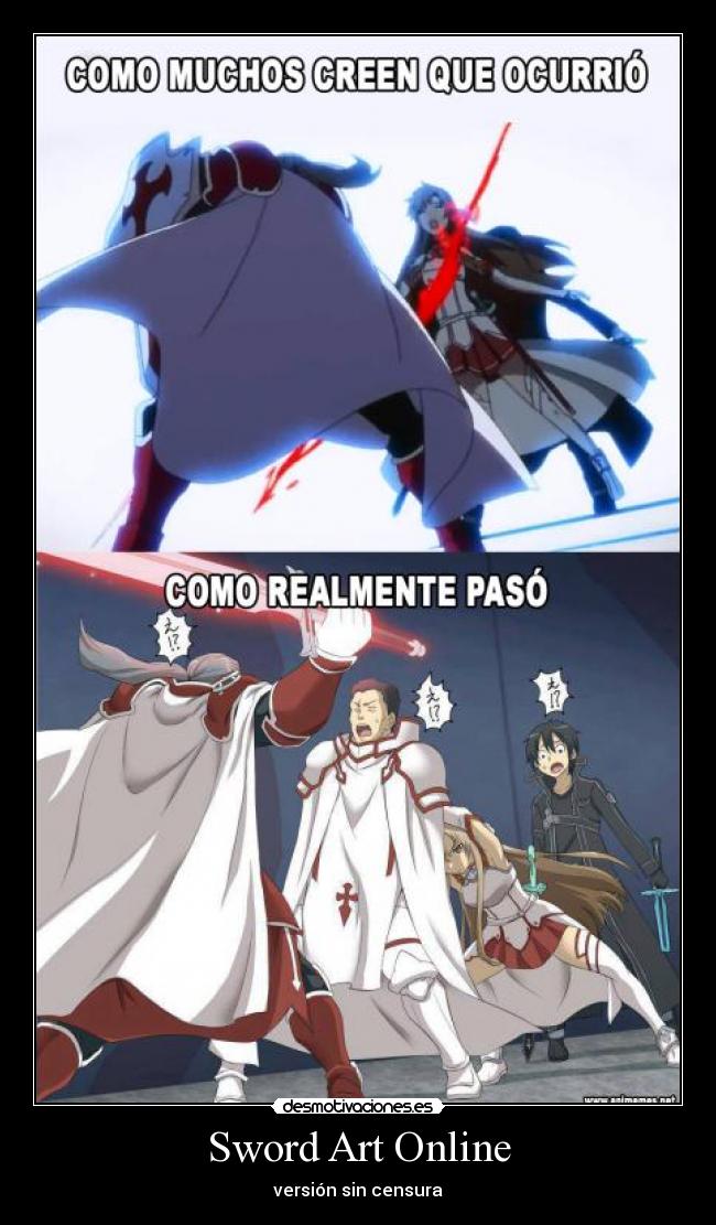 carteles anime sword art online kirito asuna heathcliff desmotivaciones