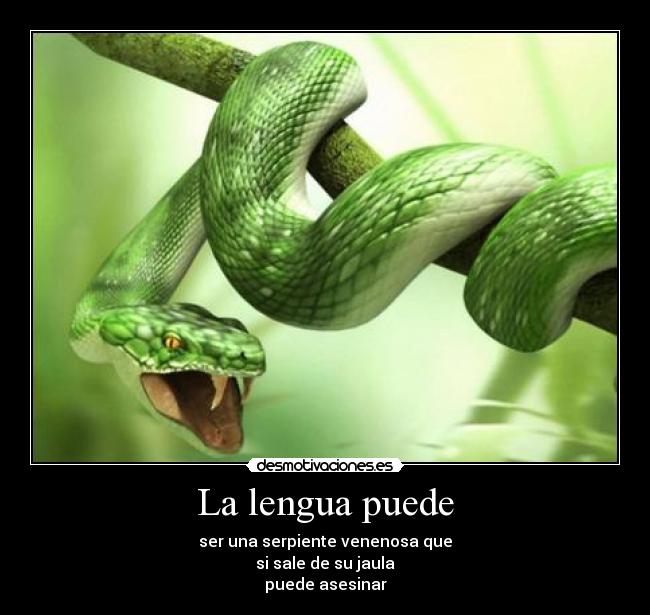 La lengua puede - ser una serpiente venenosa que
si sale de su jaula
puede asesinar