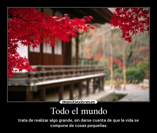 Todo el mundo - trata de realizar algo grande, sin darse cuenta de que la vida se
compone de cosas pequeñas.