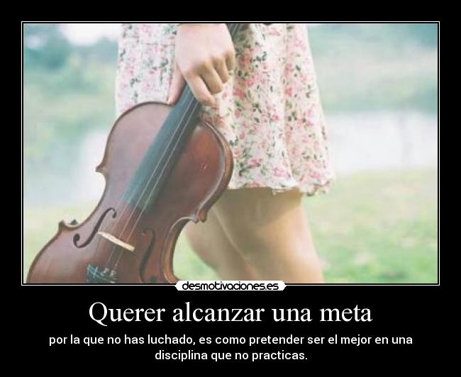 Querer alcanzar una meta - por la que no has luchado, es como pretender ser el mejor en una
disciplina que no practicas.