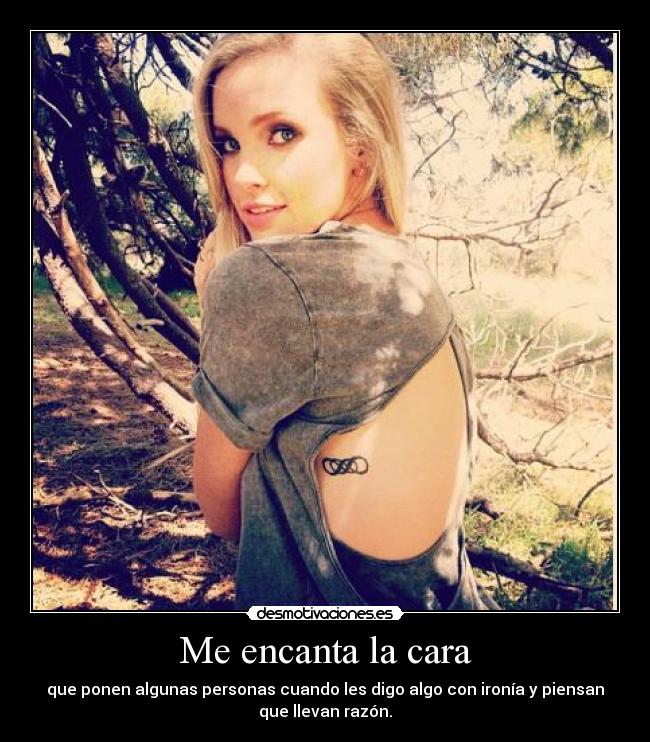 Me encanta la cara - que ponen algunas personas cuando les digo algo con ironía y piensan
que llevan razón.