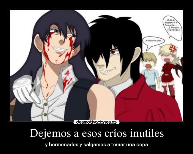 carteles theinmortals raptorhunters hellsing black lagoon roberta blood trail alucard seras garcia desmotivaciones