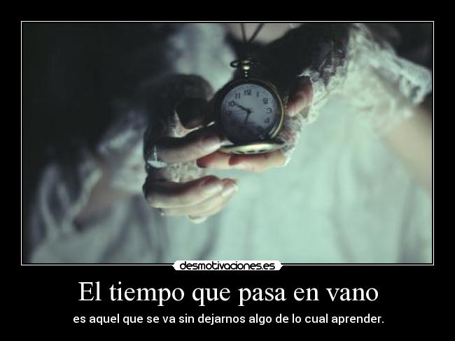 El tiempo que pasa en vano - es aquel que se va sin dejarnos algo de lo cual aprender.