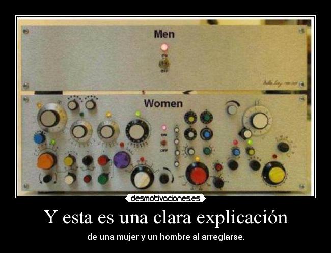 Y esta es una clara explicación - de una mujer y un hombre al arreglarse.