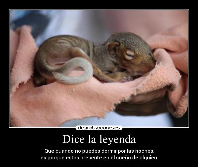 Dice la leyenda - Que cuando no puedes dormir por las noches,
es porque estas presente en el sueño de alguien.