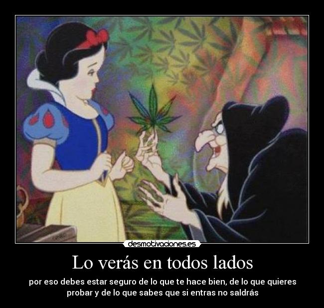 Lo verás en todos lados - por eso debes estar seguro de lo que te hace bien, de lo que quieres
probar y de lo que sabes que si entras no saldrás