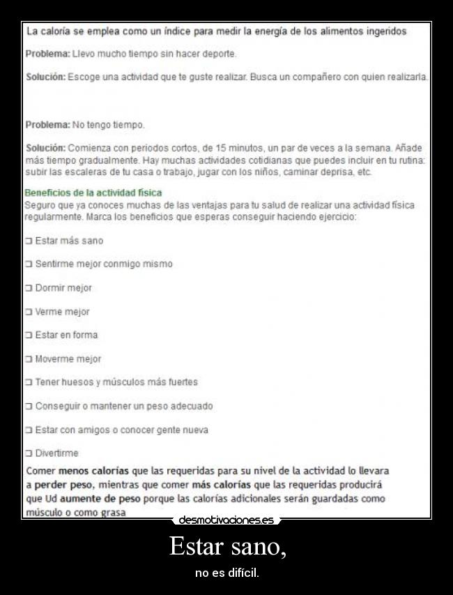 Estar sano, - no es difícil.